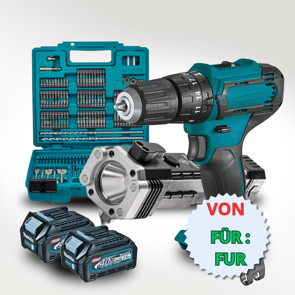 MKT Akku-Bohrschrauber + 2x Batterien 40V + 45 Zubehörteile